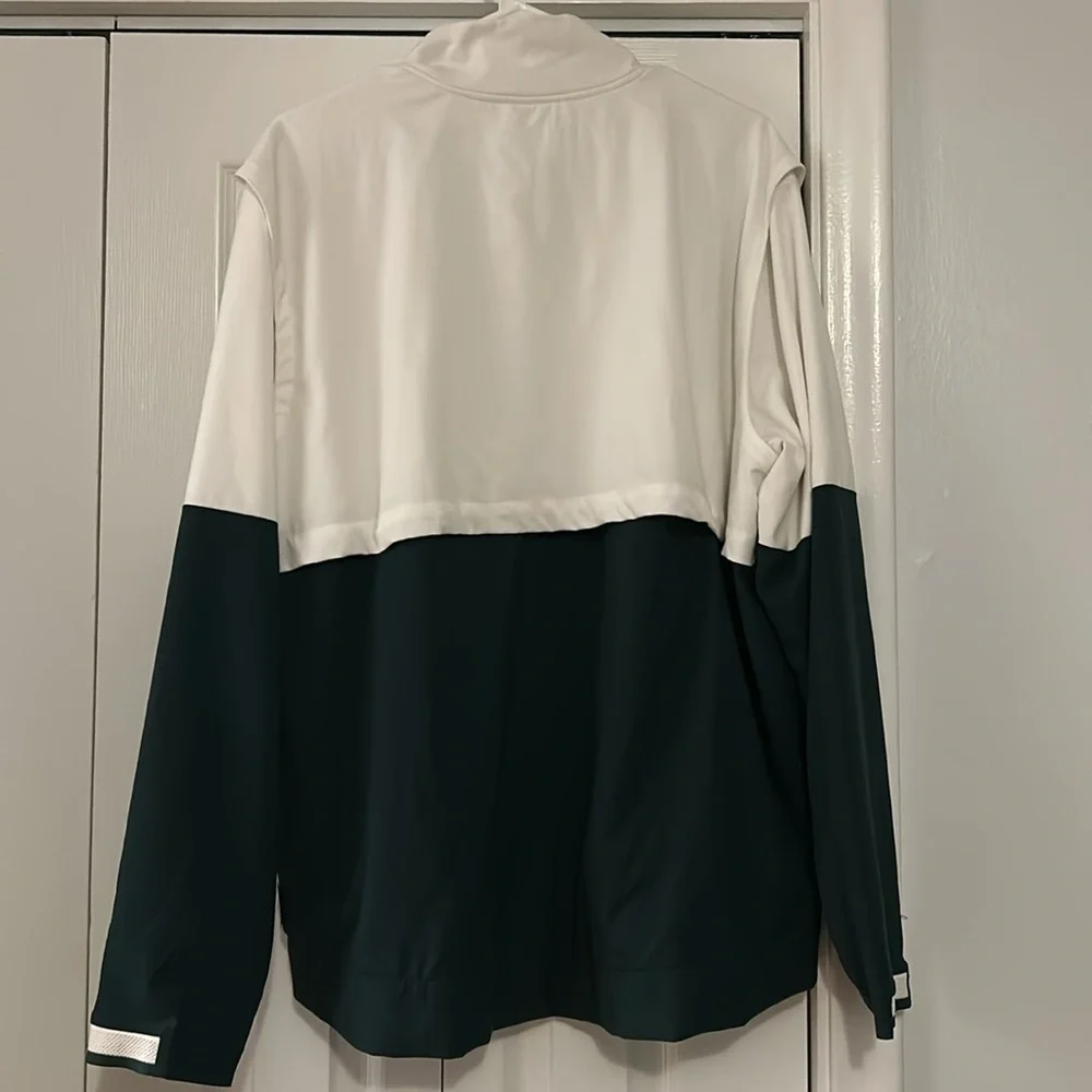 Nike White and Dark Green Colorblock Windbreaker Jacket